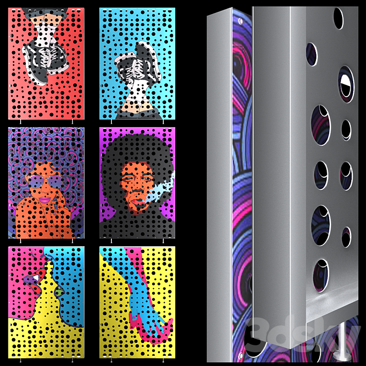 Pop Art Perforated Metal Panel 3DS Max Model - thumbnail 1