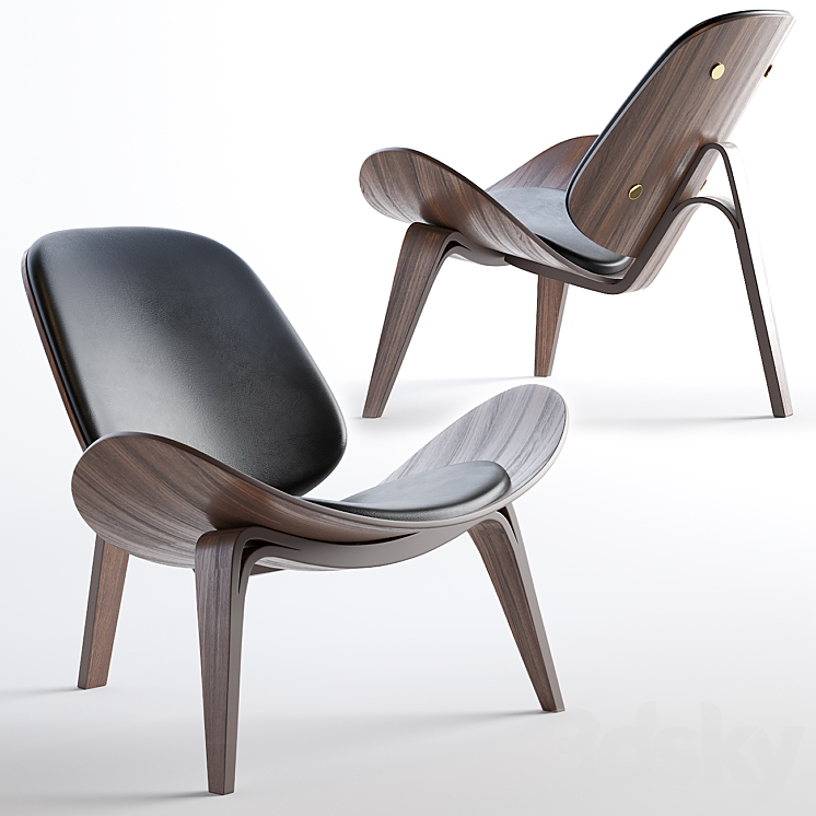 Carl Hansen CH07 Shell Chair Lounge Chair 3DS Max - thumbnail 1
