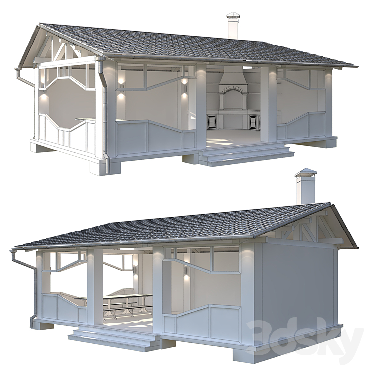 Arbor with summer kitchen 3D Model