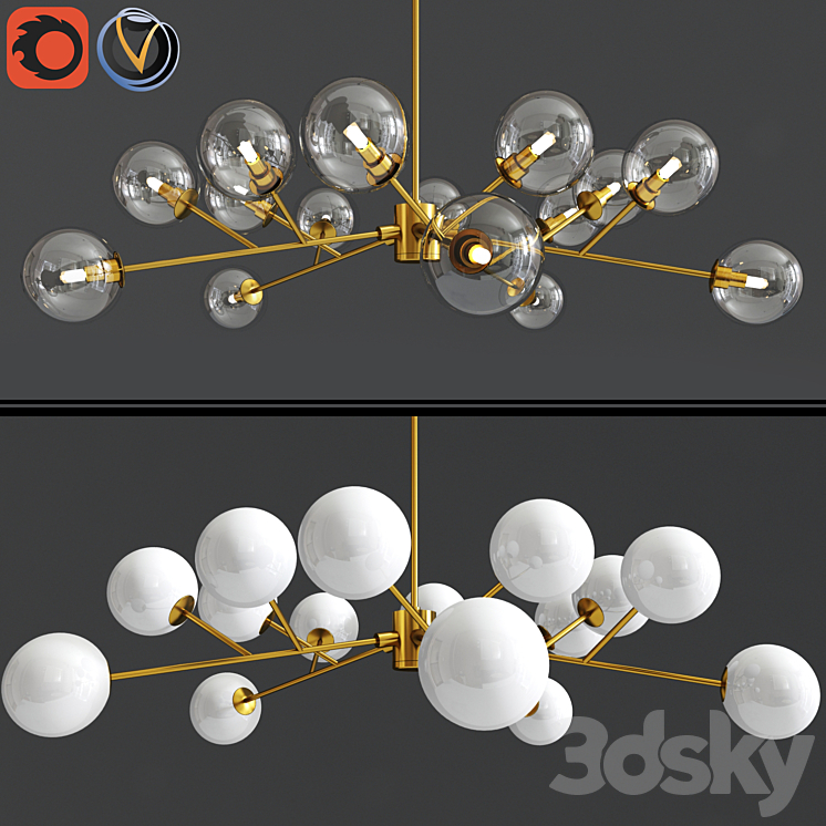 Orion 15 Light Pendant in Brass Amber Pendant light 3D model