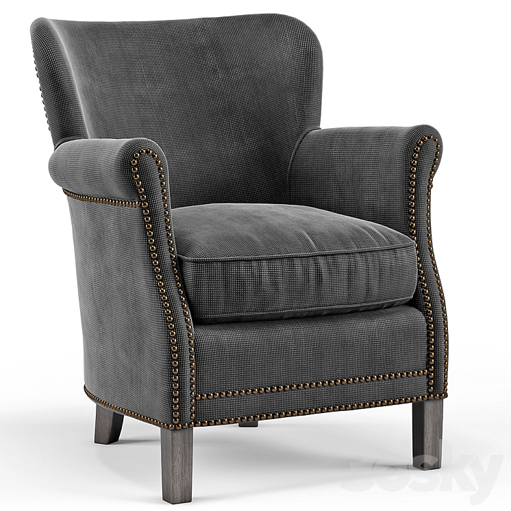 Belgian Club Chair with Nailheads 3DS Max - thumbnail 1