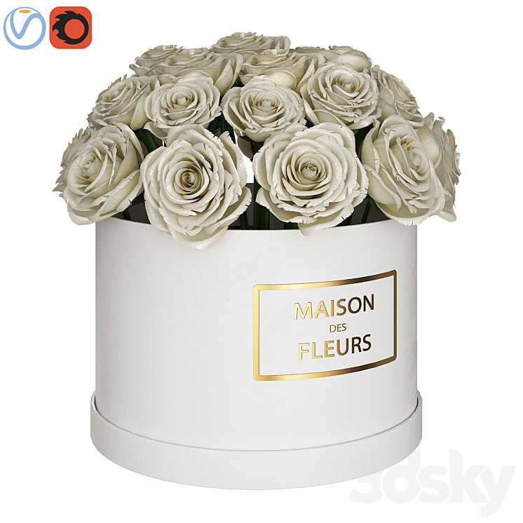 White roses in box 3DS Max - thumbnail 1