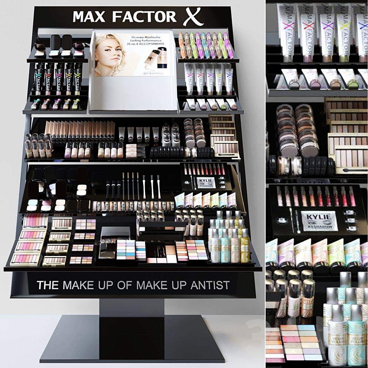Showcase with professional cosmetics for beauty salons or duty free. Make up 3 3DS Max - thumbnail 1