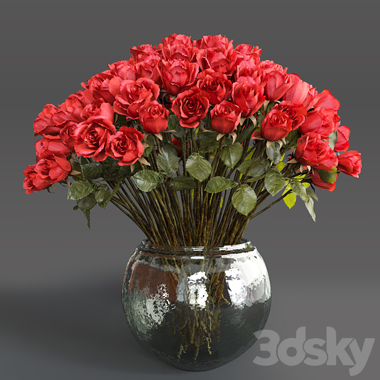 Bouquet of red roses 3DS Max - thumbnail 1