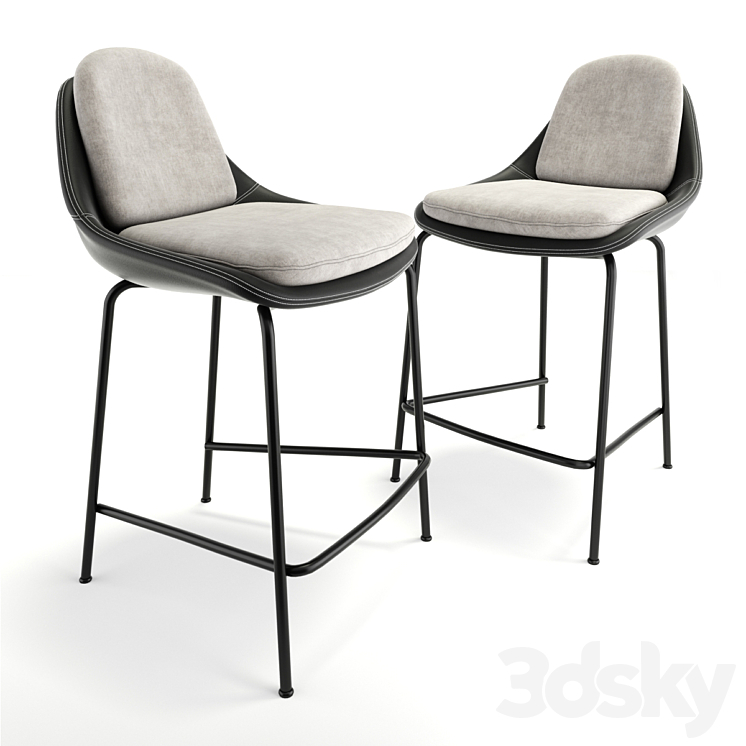 Trento Bar Chair Black 3DS Max - thumbnail 1