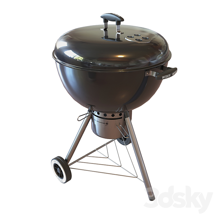 Street grill barbecue Weber One - Touch Gold Charcoal Grill 3D Model