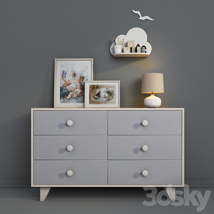 Children's furniture Ellipse Line collection with decor. 3DS Max - thumbnail 1