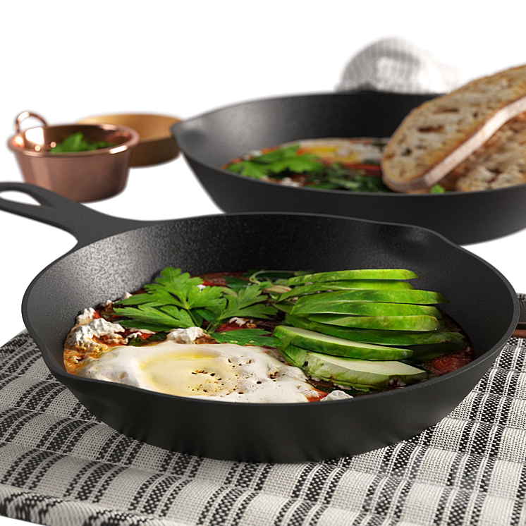 Shakshuka with Spinach and Harissa 3D Model
