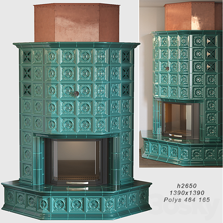 Tiled fireplace 3DS Max - thumbnail 1