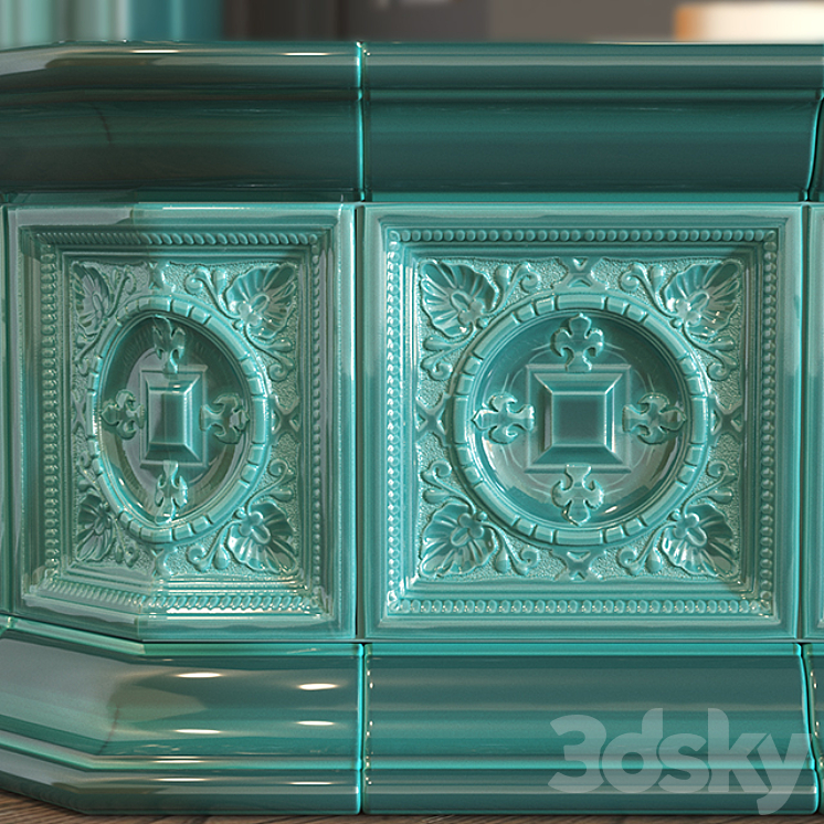 Tiled fireplace 3DS Max - thumbnail 2