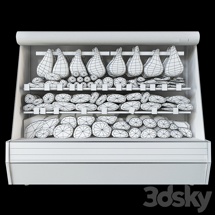 Shelves with meat 3D Model Free