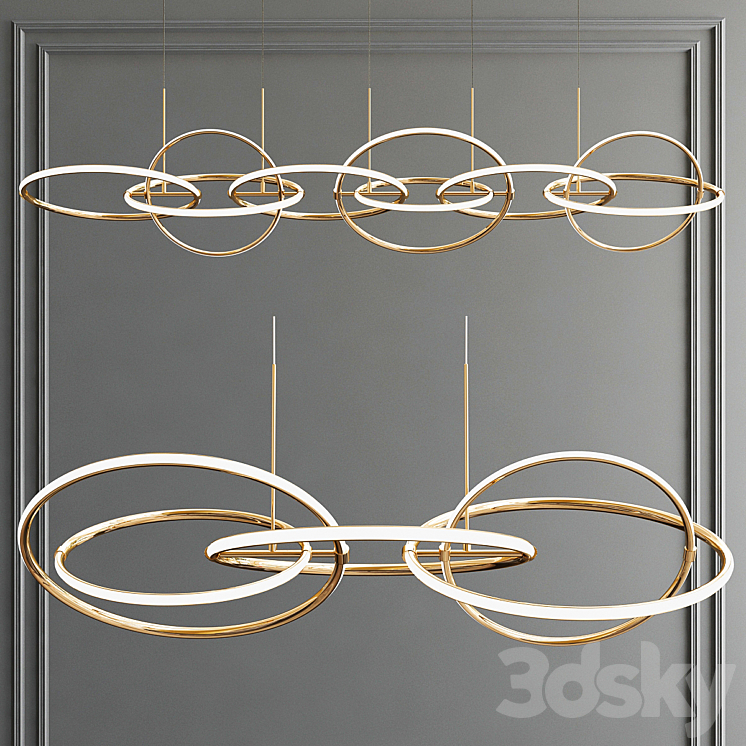 Decorative Two Types Ring Chandelier 3DS Max - thumbnail 1