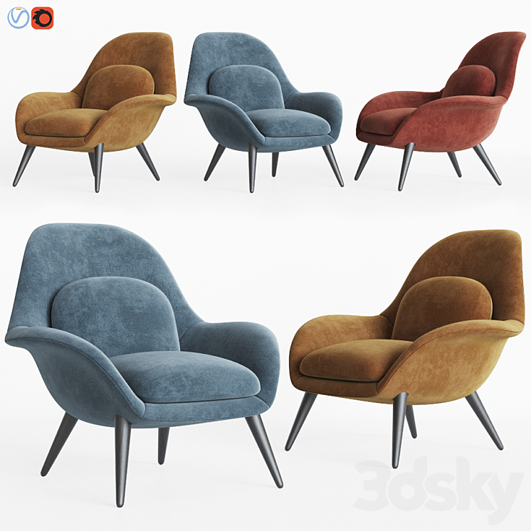 Swoon Lounge – Fredericia Furniture 3DS Max - thumbnail 1