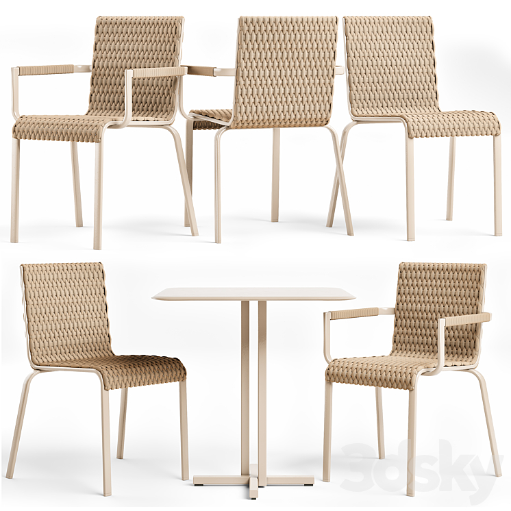 Roberti Rattan Key West Chairs & Table 3DS Max - thumbnail 1