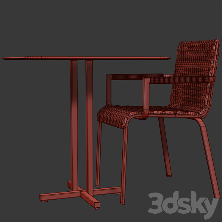 Roberti Rattan Key West Chairs & Table 3DS Max - thumbnail 2
