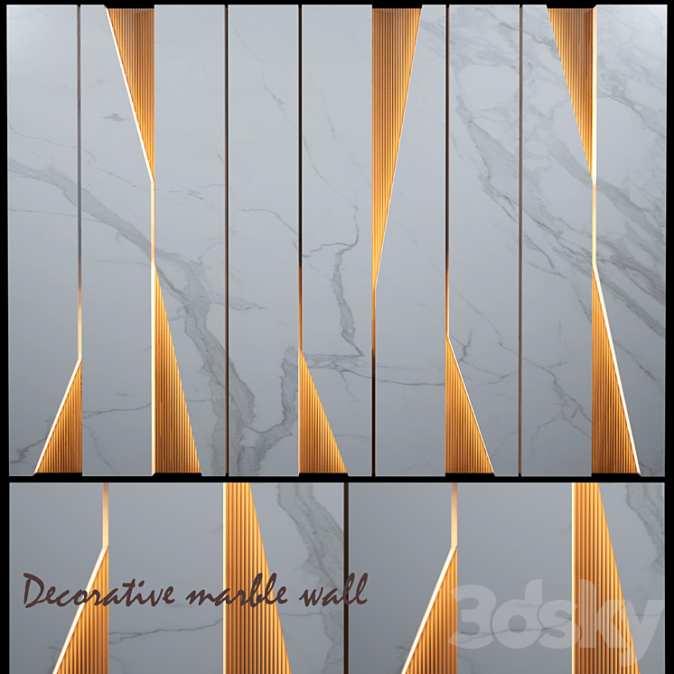 Decorative marble wall 3DS Max - thumbnail 1