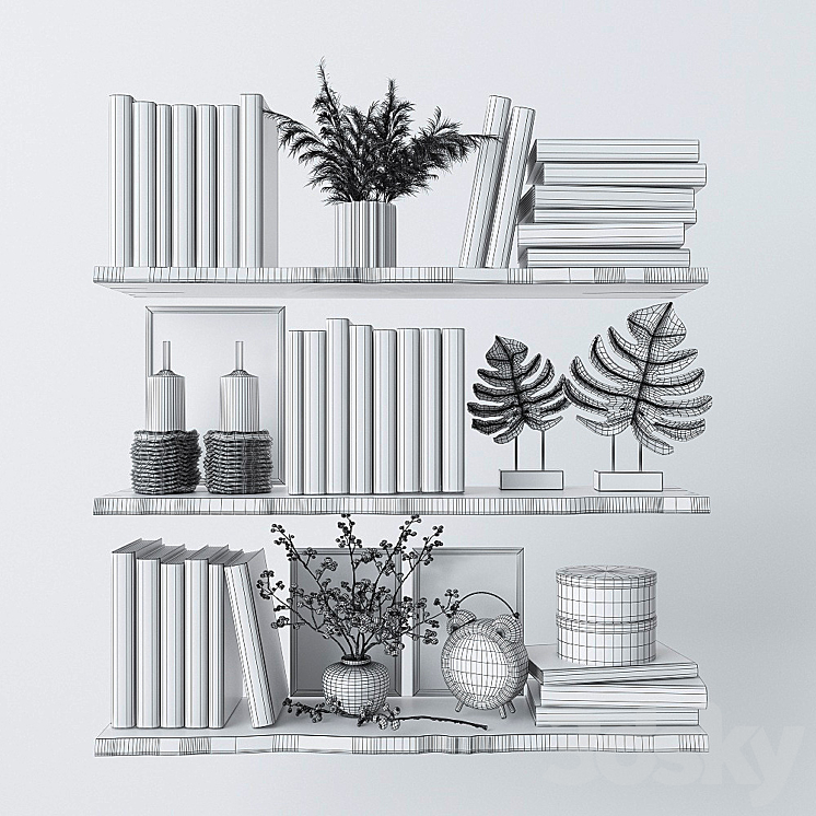 Decorative set for filling shelves 3 3DS Max - thumbnail 2