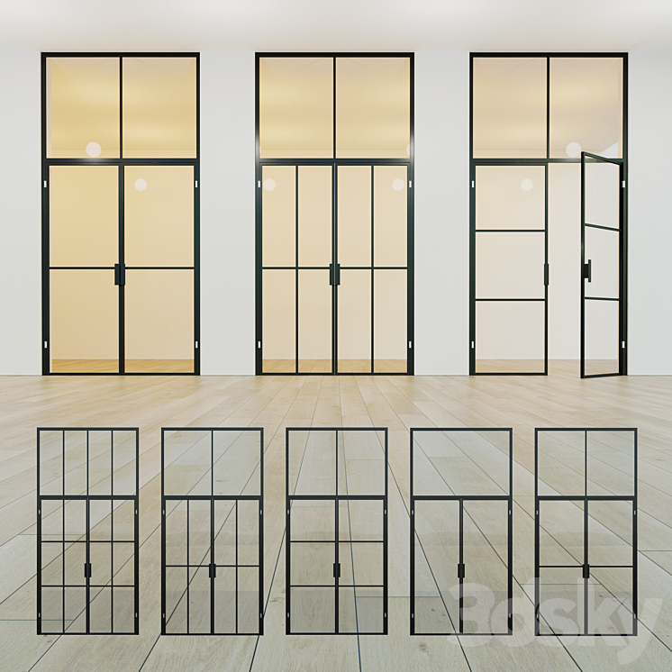 Glass partition. A door. sixteen 3DS Max - thumbnail 1