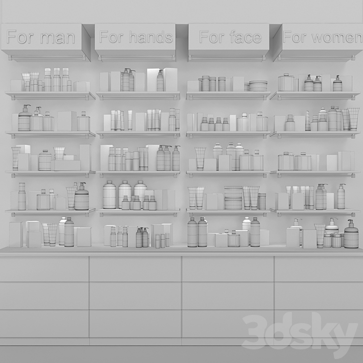 Showcase in pharmacies cosmetics for care. Beauty saloon 3DS Max - thumbnail 2