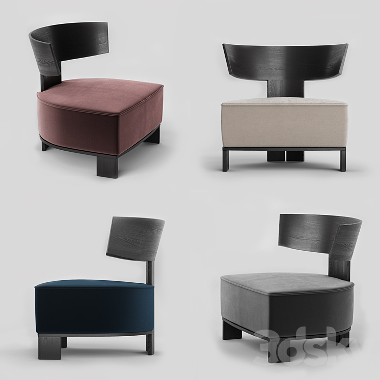 Molteni Elain and Clipper armchairs 3DS Max - thumbnail 2