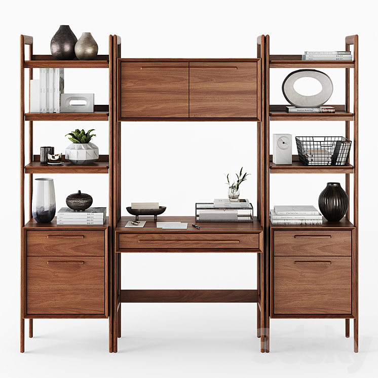 C & B Tate Bookcase Desk and File Rack 3D model