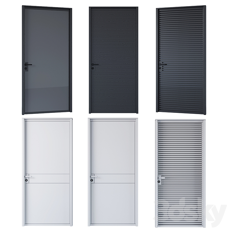 Black modern doors 3D Model