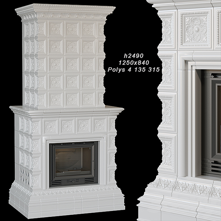 Tile fireplace 02 3DS Max - thumbnail 1