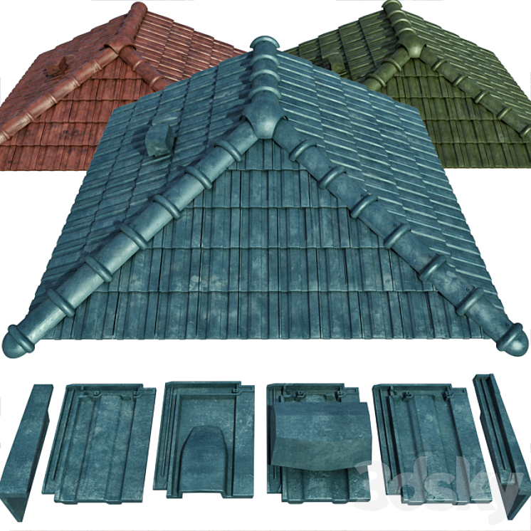 Ceramic tiles and roofing elements 3D Model