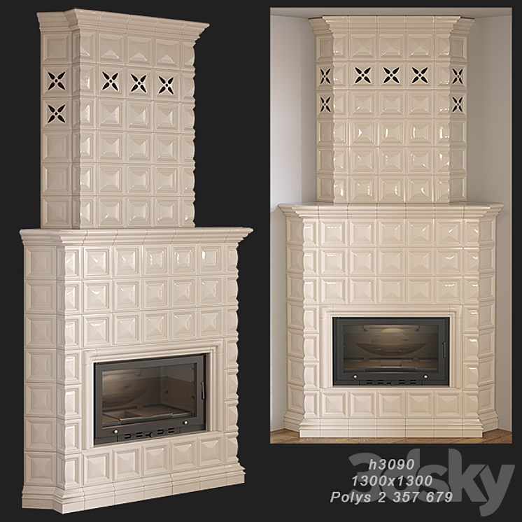 Tiled fireplace 03 3DS Max - thumbnail 1