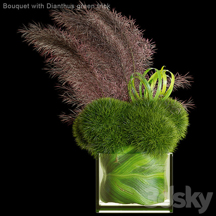 Bouquet with Dianthus green trick 3DS Max - thumbnail 1