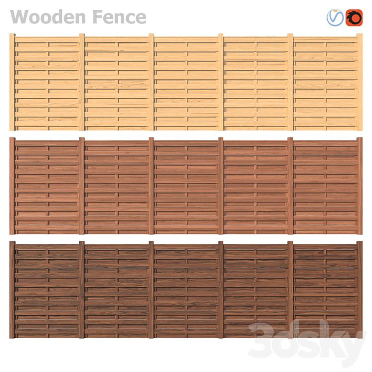 Wooden Fence III 3D Model