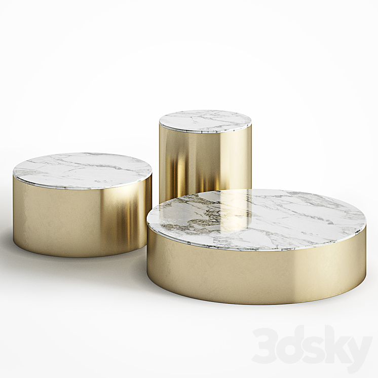 Brass and marble coffee table set Cazarina Interiors 3DS Max - thumbnail 1