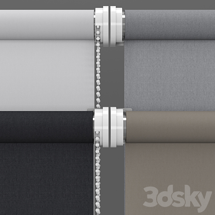 Roller Blinds Set 3 3D Model