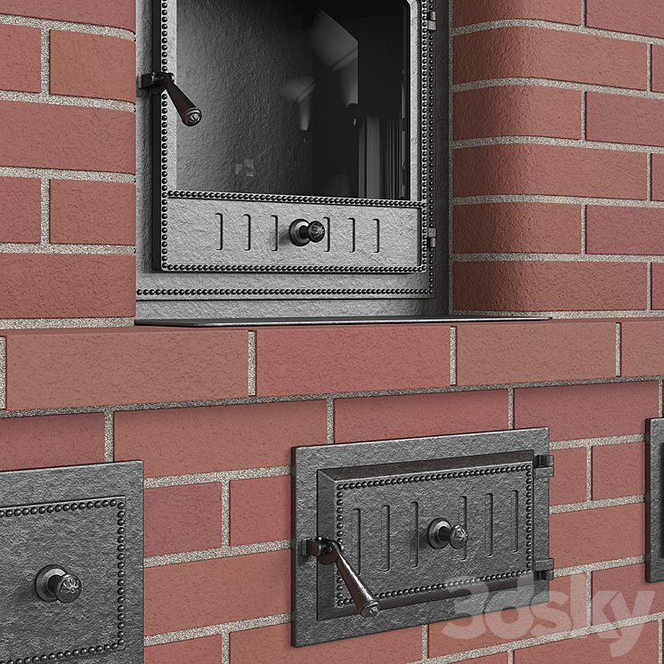 Stove brick stove with a bread chamber 3D Model