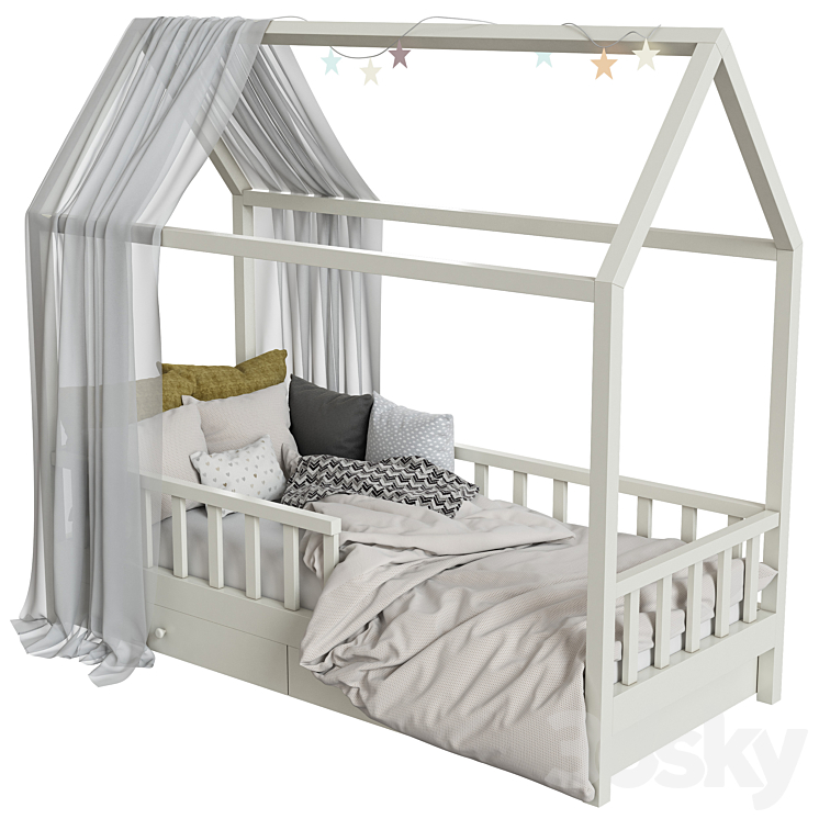 Children's bed with columns 3DS Max - thumbnail 1
