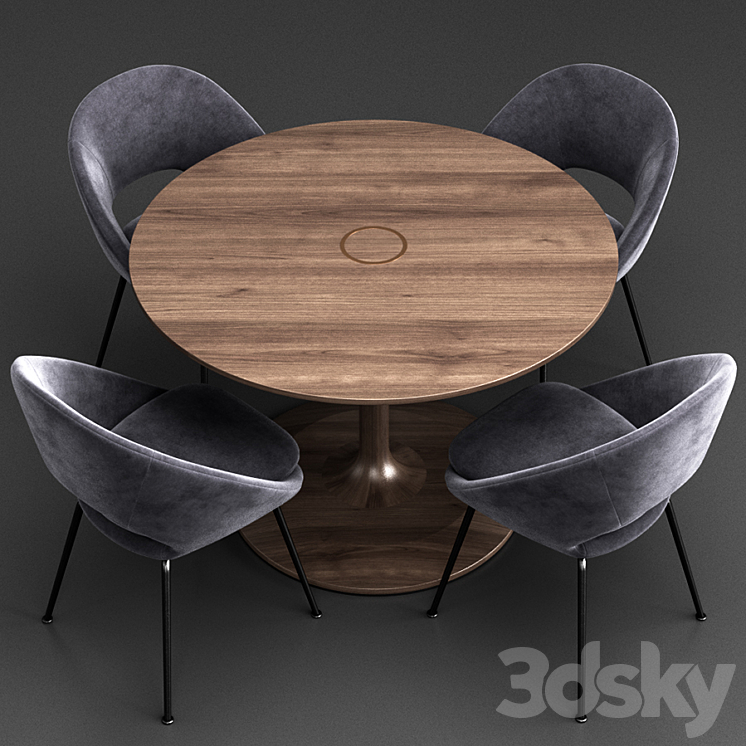 West Elm Dinning Set 8 3D Model