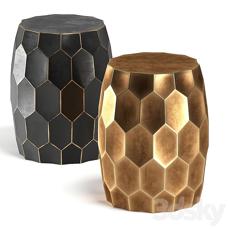Brass black side table 3DS Max - thumbnail 1