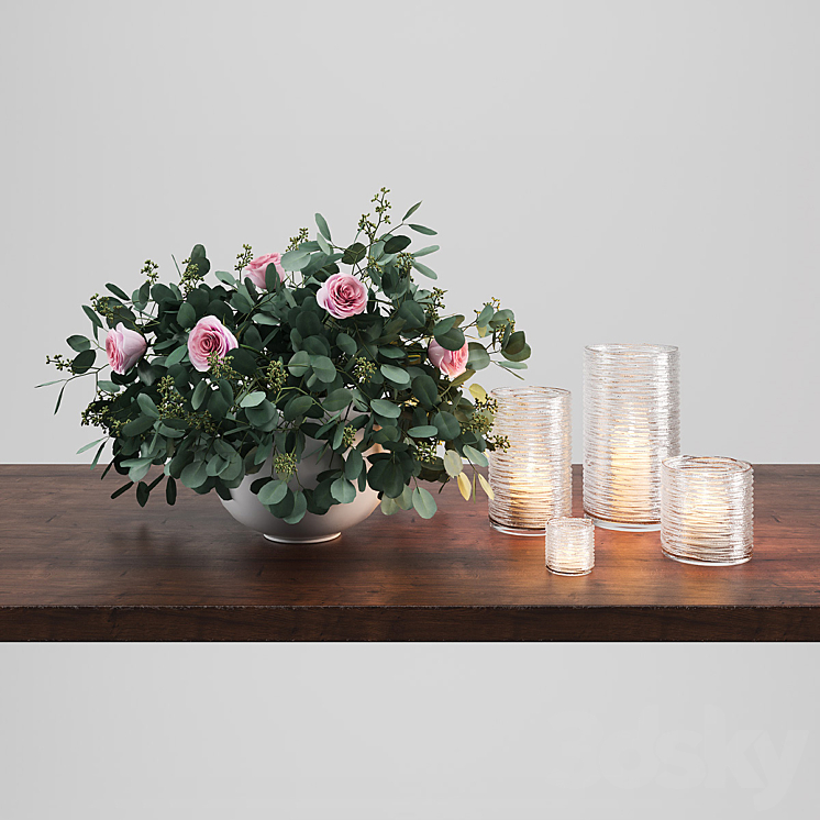Vase with Eucalyptus and Roses 3DS Max - thumbnail 1