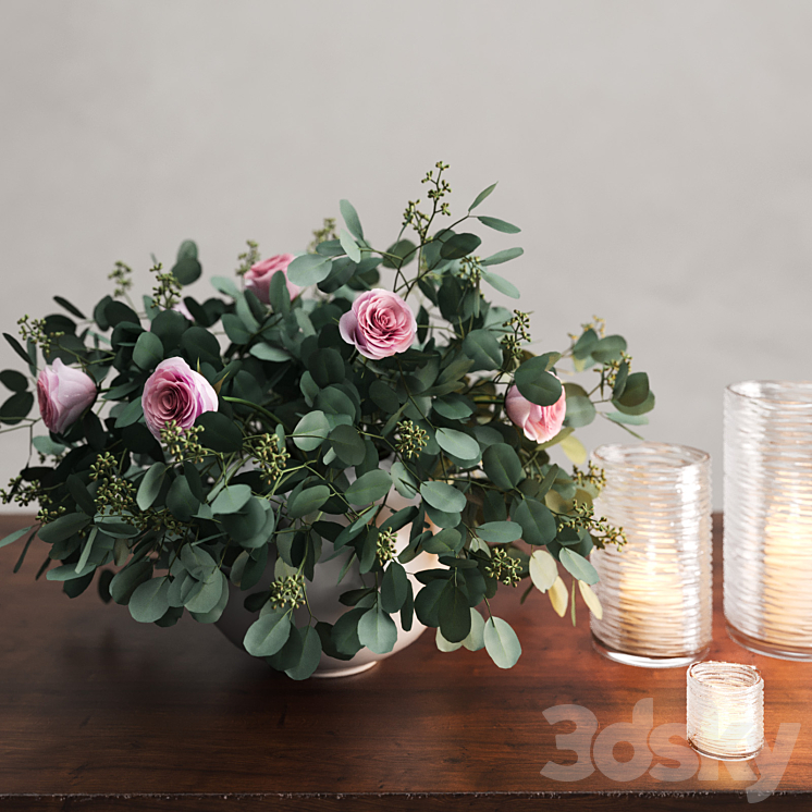 Vase with Eucalyptus and Roses 3DS Max - thumbnail 2
