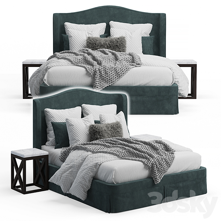 Upholstered Paris Bed 3DS Max - thumbnail 1