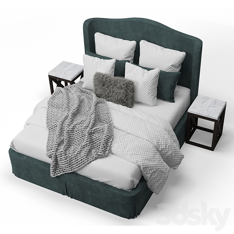 Upholstered Paris Bed 3DS Max - thumbnail 2