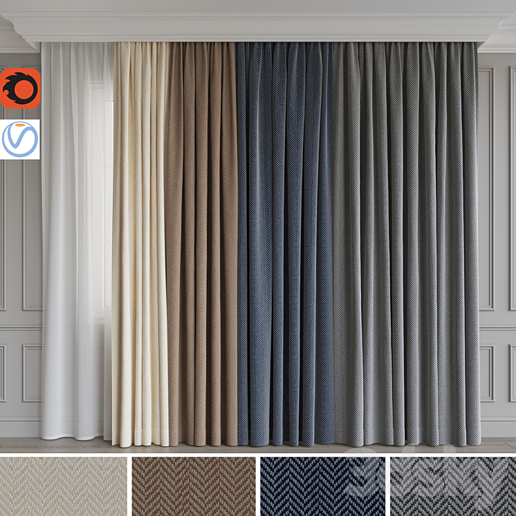 A set of curtains 5 3DS Max - thumbnail 1