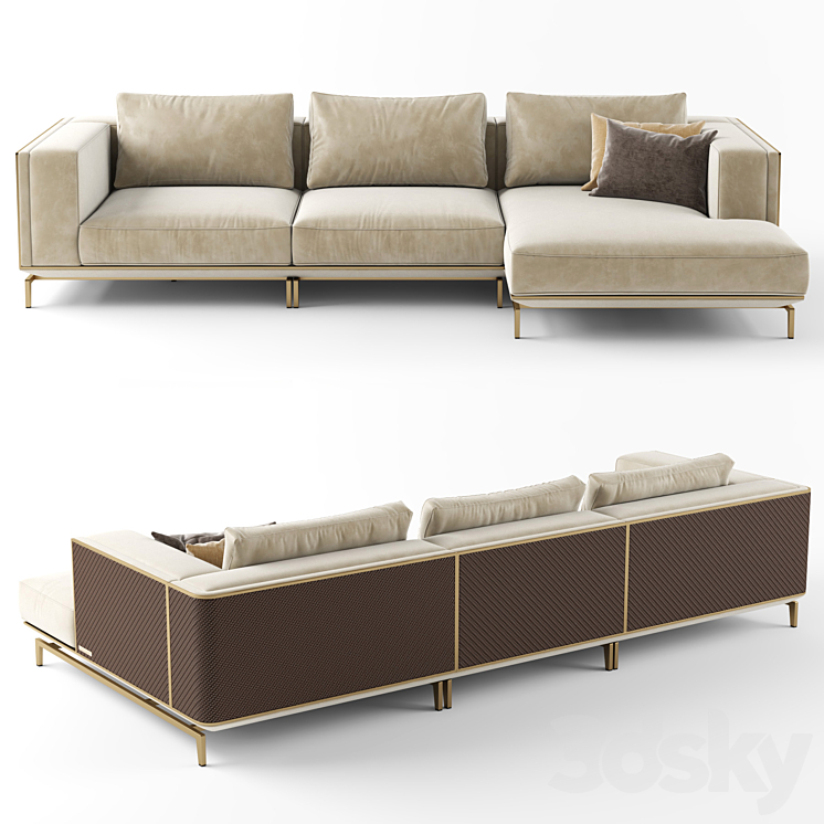 Visionnaire  Backstage sofa with chaise longue 3D Model