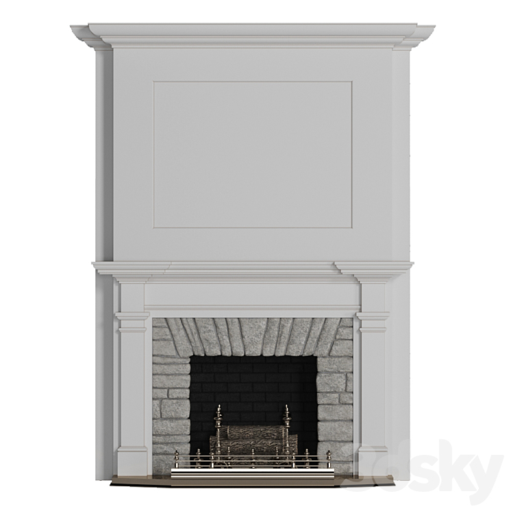 Classic fireplace 3DS Max - thumbnail 1