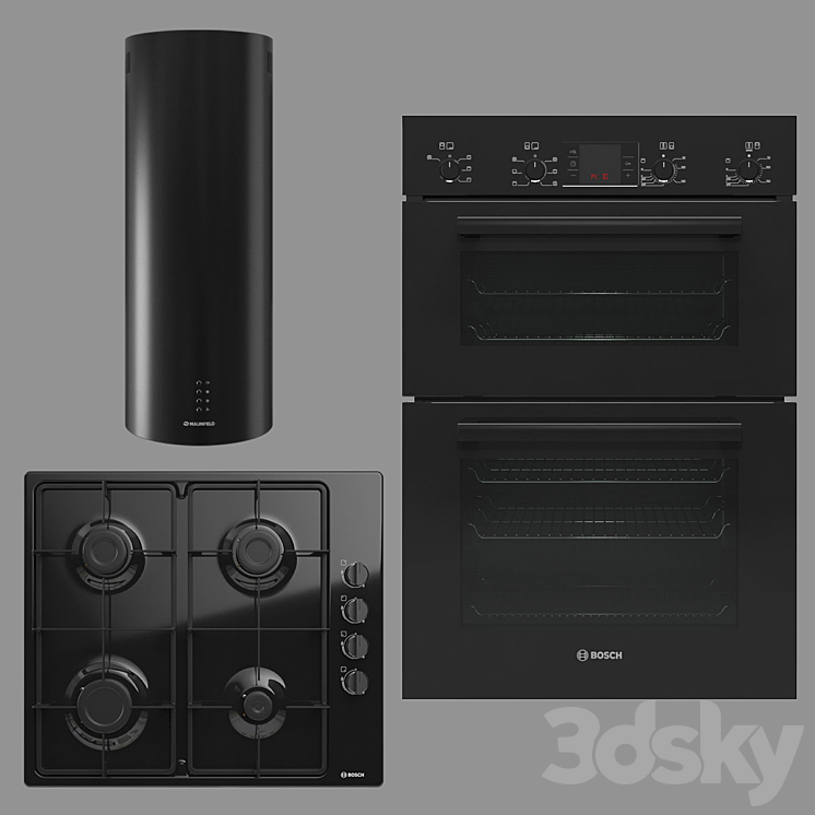 BOSCH and MAUNFELD home appliances collection (black) 3DS Max - thumbnail 1