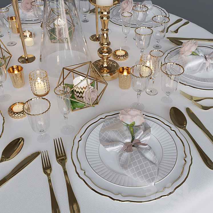 Wedding table setting 1 3D Model