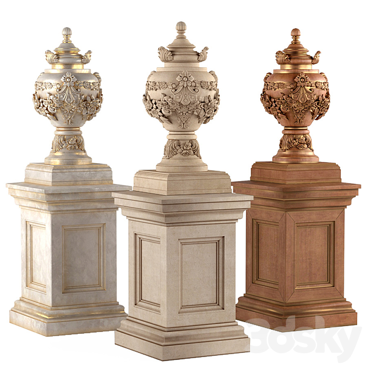 Classic vase for decoration of the facade and interior 3DS Max - thumbnail 1