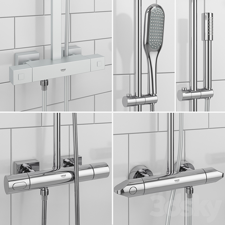 GROHE shower systems | Rainshower set 38 3DS Max - thumbnail 2
