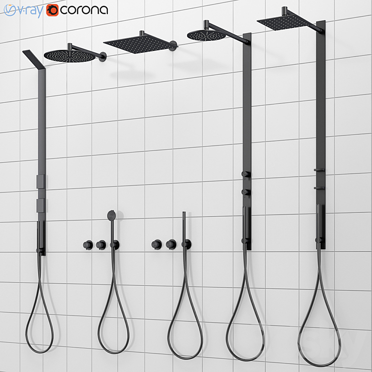 Shower systems and faucets CEA set 40 3DS Max - thumbnail 1
