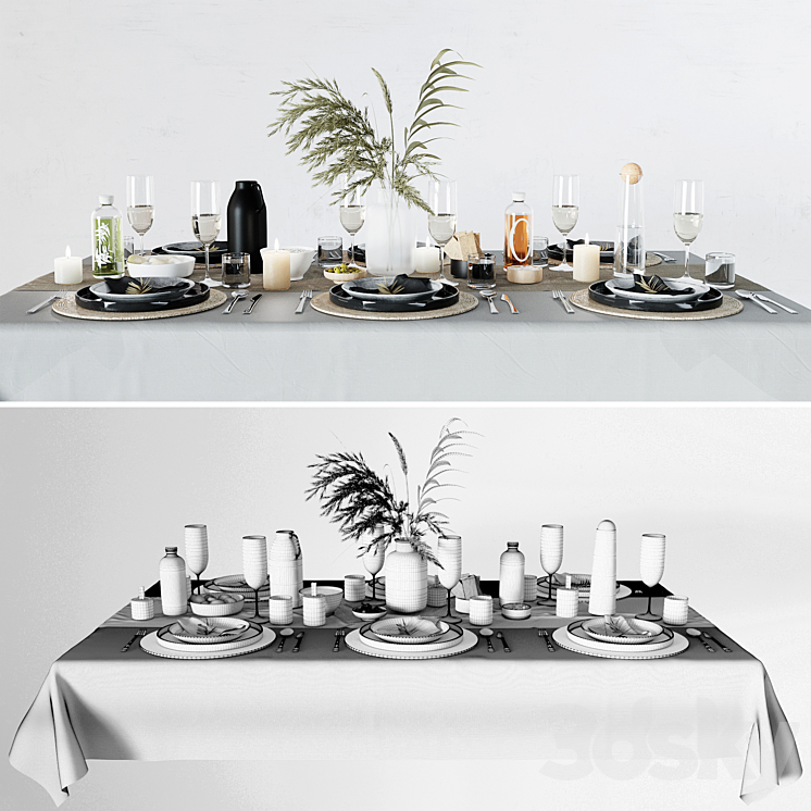 Breakfast table setting 3D Model